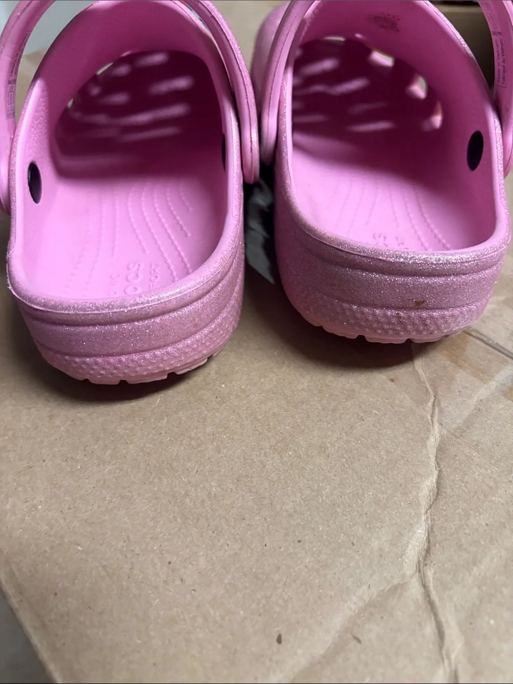 CROCS Kids' Glitter Clogs with Mermaid & Flower Charms - Pink